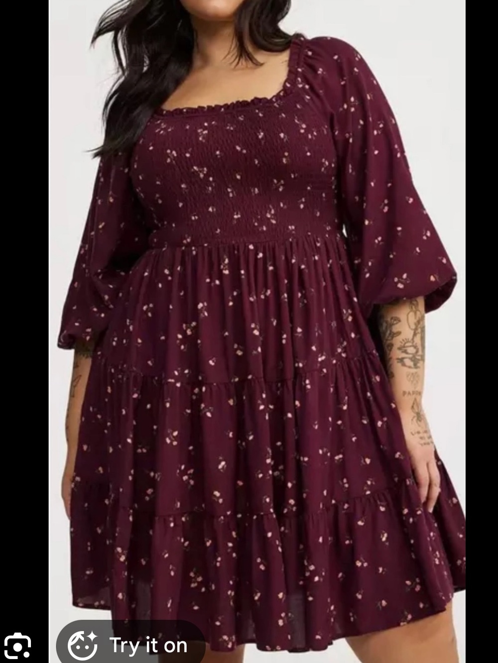 00X NWT torrid Wine Floral Smocked Midi Dress